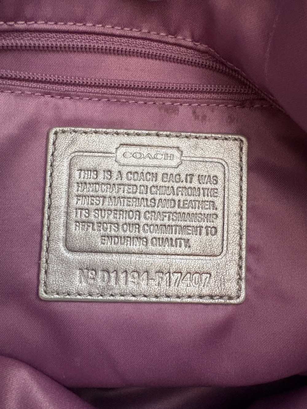 Coach Vintage F17407 Purple and Gray Y2K Signature Tote with Silver Trim - Picture 9 of 13